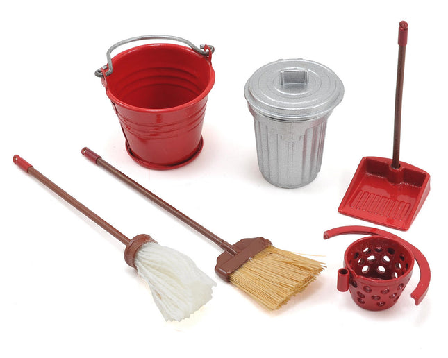 YEA-YA-0366, Yeah Racing Scale Crawler Garage Set w/Broom, Dustpan, Mop, Bucket, Garbage Can