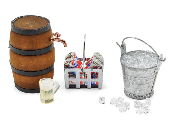 YEA-YA-0368, Yeah Racing Scale Crawler Camping Set w/Ice, Bucket, Coke, Crate, Barrel