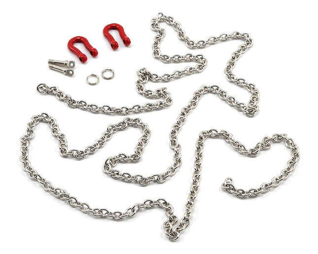 YEA-YA-0385, Yeah Racing 96cm 1/10 Crawler Scale Steel Chain w/Red Shackles