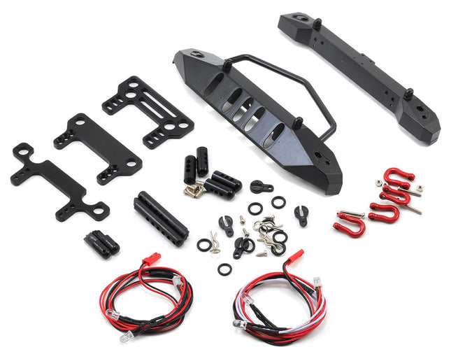 YEA-YA-0431, Yeah Racing Aluminum SCX10 Front & Rear Bumper Set w/Heavy Duty Shackle & LEDs