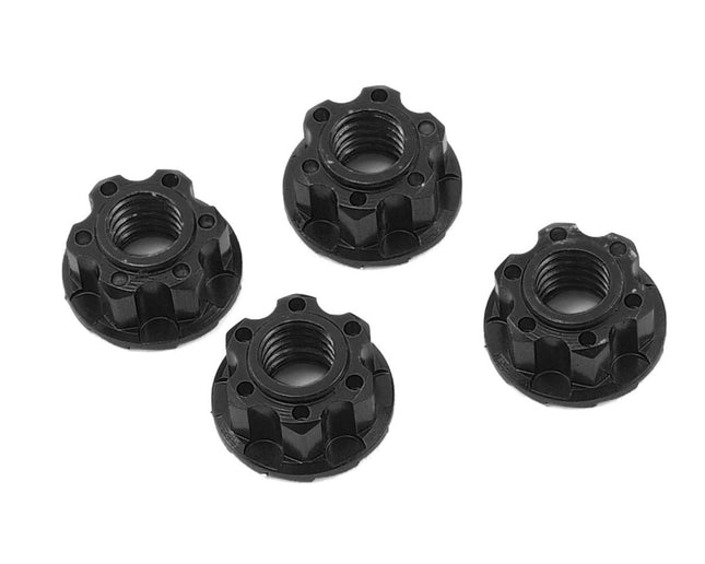 YEA-YA-0448BK, Yeah Racing 4mm Aluminum Serrated Wheel Lock Nut (4) (Black)