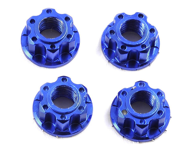 YEA-YA-0448DB, Yeah Racing 4mm Aluminum Serrated Wheel Lock Nut (4) (Dark Blue)