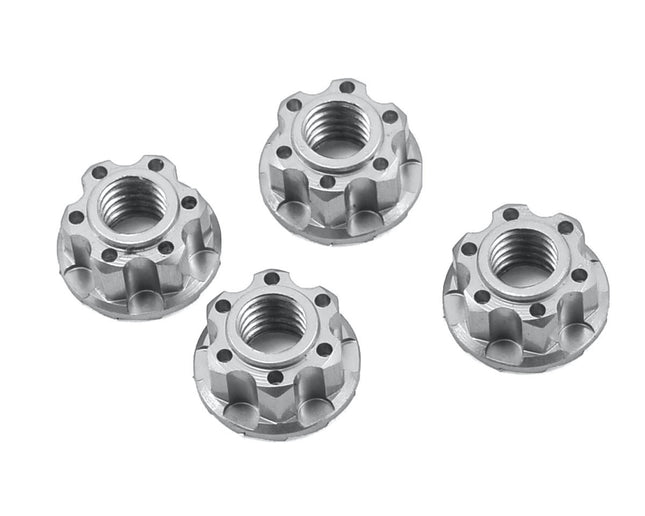 YEA-YA-0448SV, Yeah Racing 4mm Aluminum Serrated Wheel Lock Nut (4) (Silver)